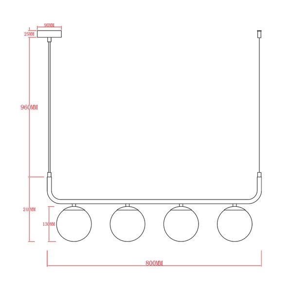 Zwisająca lampa Alisa LP-005/4L GD Light Prestige kule szklana złota biała