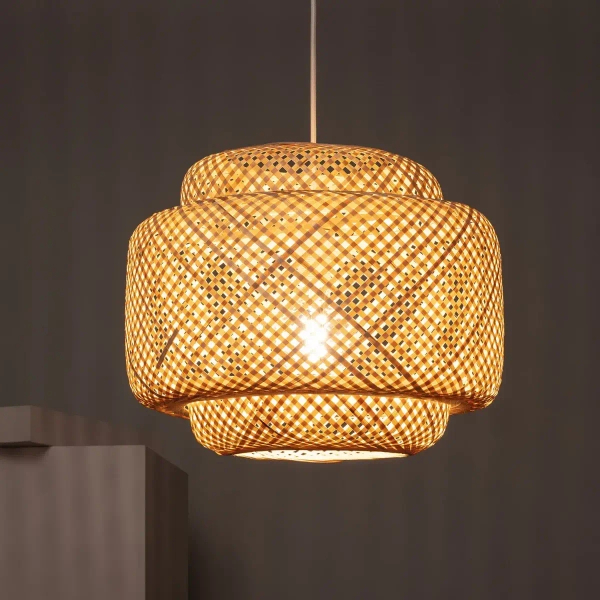 Salonowa lampa zwis Boho ABR-LW17-BH-E27 Abruzzo bambus beżowa