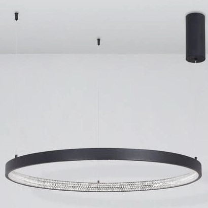 Glamour LAMPA wisząca MORON LE41724 Luces Exclusivas okrąga OPRAWA metalowy ZWIS LED 50W 3000K ring z krysztakami czarny