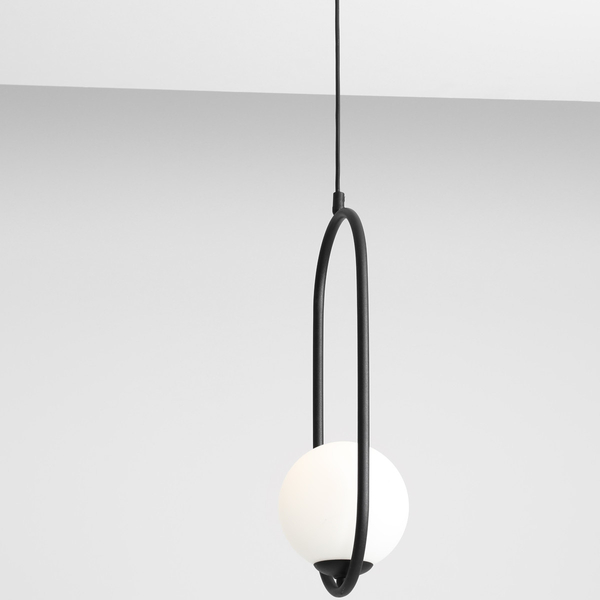 Lampa wisząca RIVA 1086G1 Aldex metalowy zwis do salonu biała kula