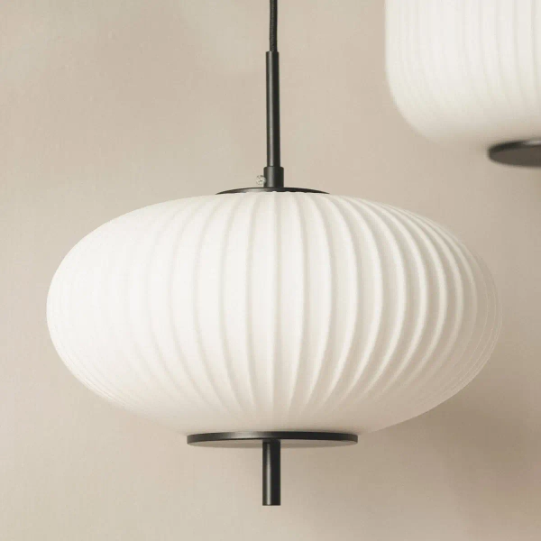 Lampa wisząca ryflowana Culaccino ABR-LWS-CUC-C szklany czarna biała