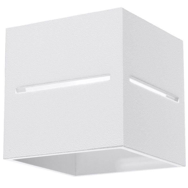 Kinkiet LAMPA ścienna SL.0206 kwadratowa OPRAWA metalowa kostka cube przyścienna biała