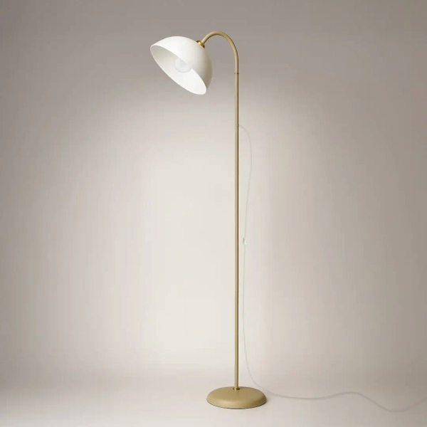 Lampa podłogowa do salonu Zack ML2338 łukowa biały beżowy
