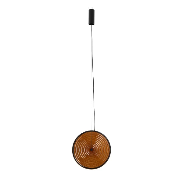 Wisząca lampa AURA LED szklana bursztynowa czarna 1x22W 3000K dysk nad stół 12233