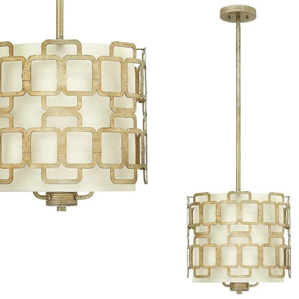 LAMPA wisząca Sabina HK-SABINA-3P Elstead HINKLEY metalowa OPRAWA okrągły zwis złoty biały