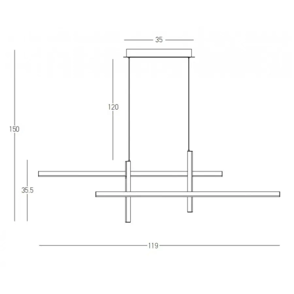 Wisząca lampa do kuchni 22022 LED 47W 3000K belki nad wyspę złoty