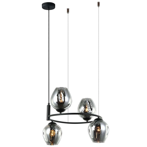 LAMPA wisząca ROXANE MDM-4045-4 BK+SG Italux szklana OPRAWA zwis pierścień grafitowy