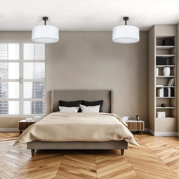 Sypialniana lampa sufitowa Rondo 4243 TK Lighting okrągła z tkaniny biała