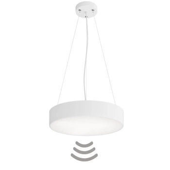 Zwisająca lampa Cleo 137623601094 Temar okrągła z czujnikiem ruchu biała