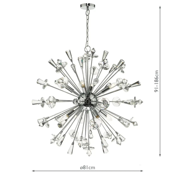 Designerska wisząca lampa Exodus EXO0850 kryształowa chrom