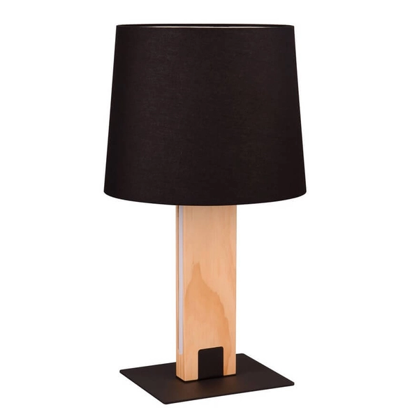 Tkaninowa lampka nocna Rahul 547610232 abażur czarny brązowy