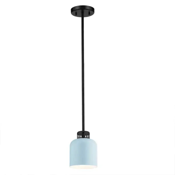 Lampa wisząca nad stół York jasnoniebieska czarna 1xE27 metalowa do kuchni ELS-YORK-MP-BLK-PB