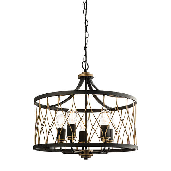 Rustykalna lampa wisząca Heston 61498 Endon druciana okrągła czarna