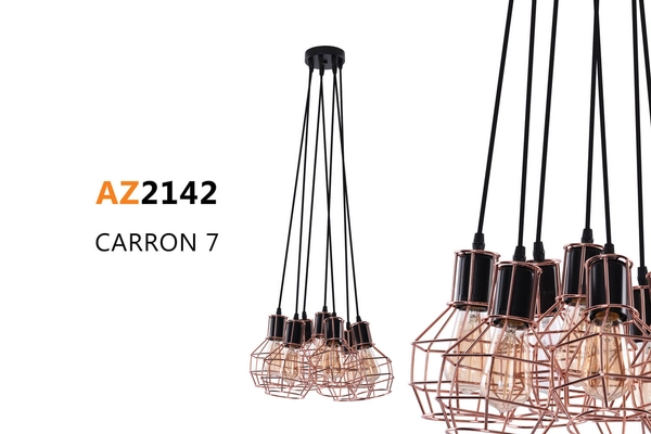Industrialna lampa wisząca Carron AZ2142 Azzardo nad stół miedziana czarna