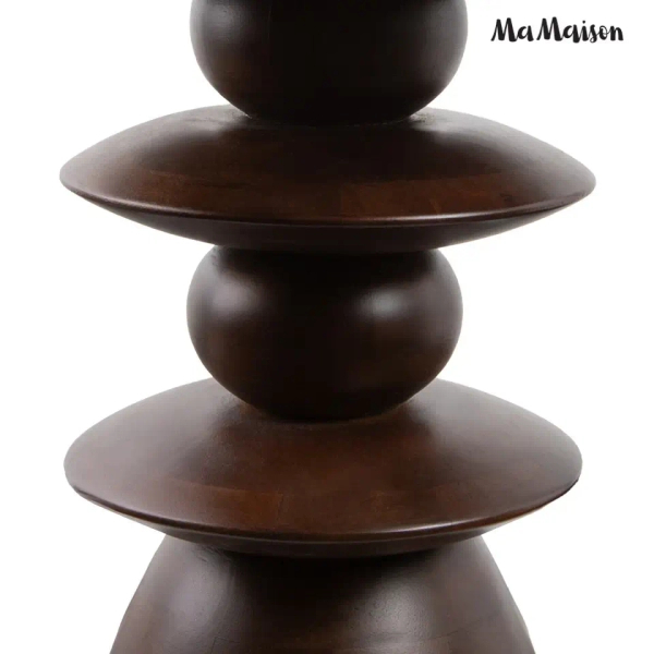 Ława kawowa RONDA MM001501100406 brązowa beżowa drewno marmur 50cm