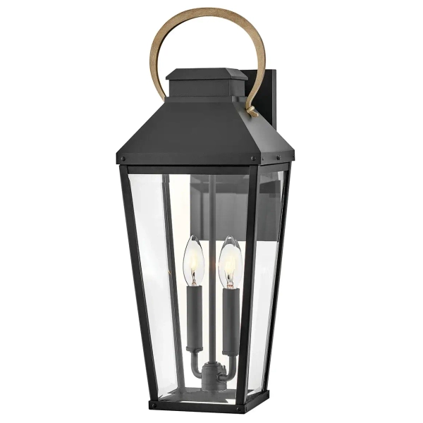 Zewnętrzna lampa ścienna Dawson HK-DAWSON-L szklana IP44 czarny