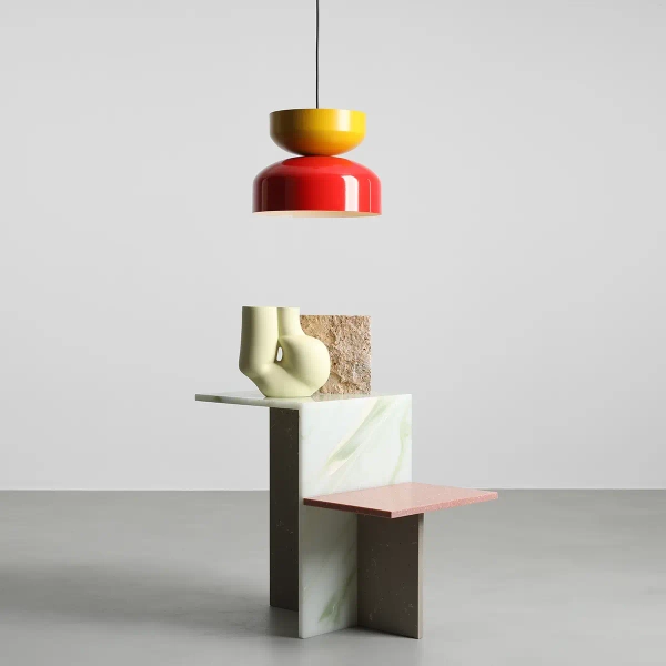 Wisząca lampa nad blat Tula 1132G19_14_C do salonu czerwona żółta