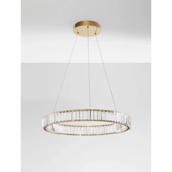Wisząca lampa kryształowa Bauta okrągła LED 40W 3500K złota