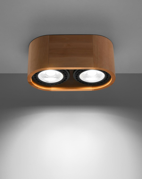 Spot LAMPA sufitowa SL.0914 owalna OPRAWA drewniany downlight drewno