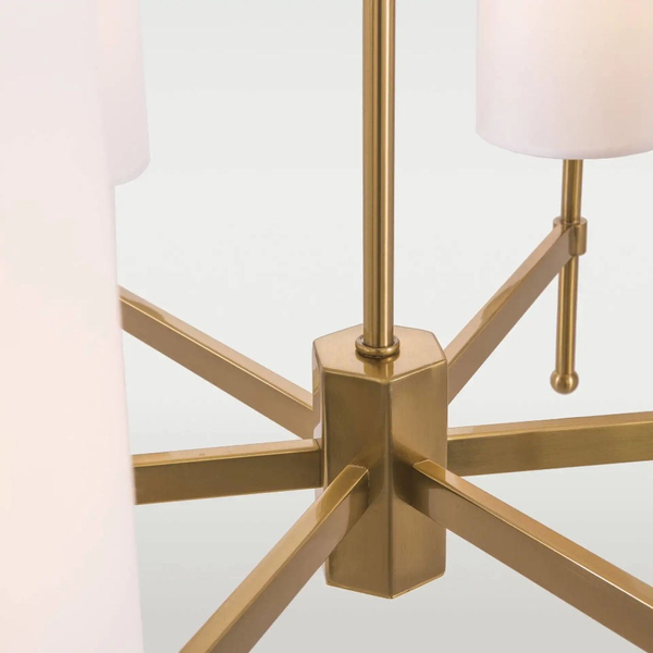 Modernistyczna LAMPA wisząca DENVER P06970BR-WH Cosmolight abażurowy żyrandol na łańcuchu złoty
