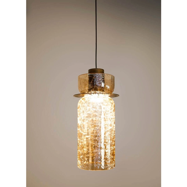 Szklana lampa wisząca tuba SIGNATURE P0602 Maxlight LED 8W 3000K mosiądz przezroczysty