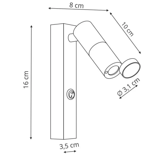 Ścienny punktowy kinkiet Miri LP-1507/1W BK LED 3W 3000K regulowany czarny