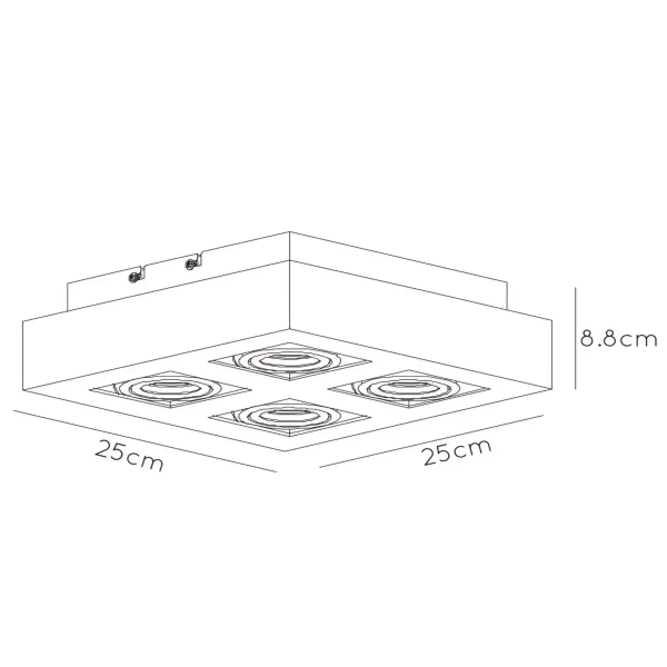 Kwadratowa lampa sufitowa XIRAX 09119/21/30 Lucide z regulacją czarna