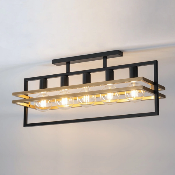 Sufitowa lampa loftowa Merci pokojowy plafon czarny złoty