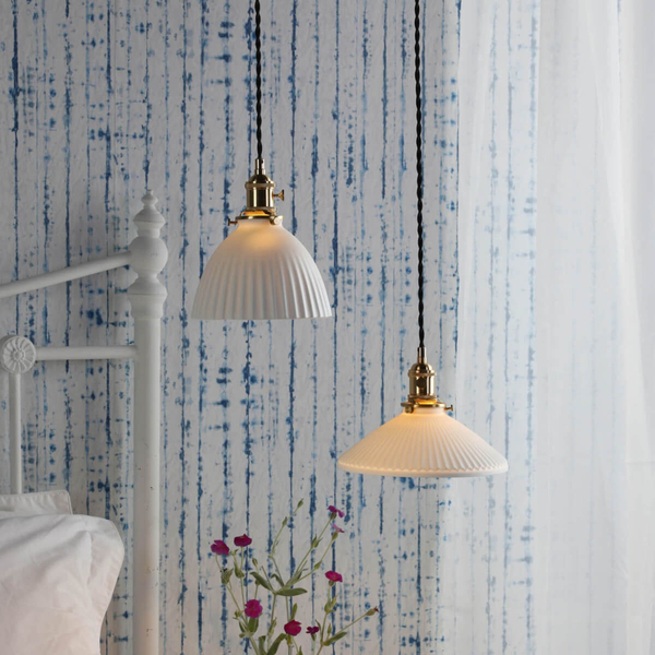 Ceramiczna lampa wisząca Hadano HAD0140-09 mosiądz biały