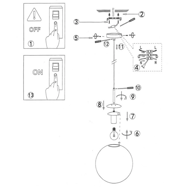 Okrągła lampa wisząca Palla LP-2844/1P S GD Light Prestige kulka ball złota