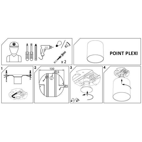 LAMPA sufitowa POINT PLEXI 6525 Nowodvorski metalowa OPRAWA downlight tuba biała