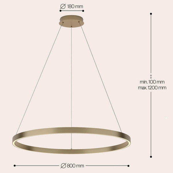 Lampa wisząca Rim MOD058PL-L42BS3K obręcz LED 51W mosiądz