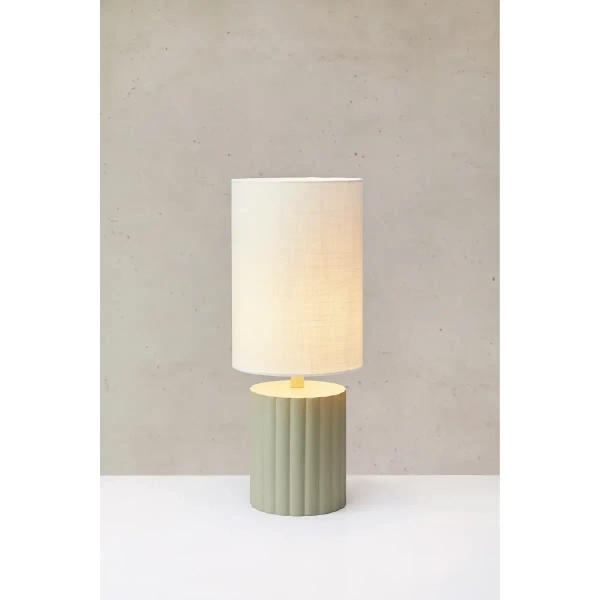 Lampka biurkowa Can 108831 bawełniana z abażurem biały szary