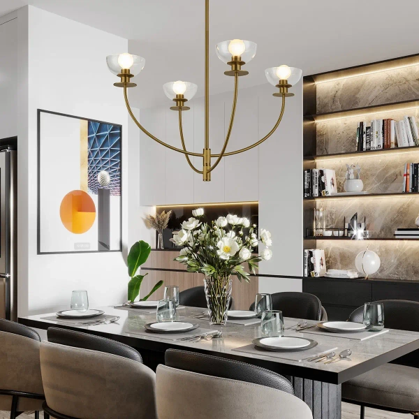 Designerski żyrandol Sylvia ALM-SYLVIA4-BG-CL do salonu złoty