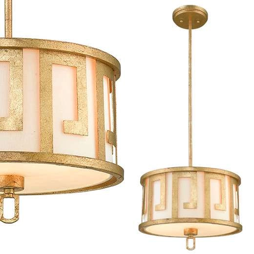 Klasyczna LAMPA wisząca GN-LEMURIA-P-M Elstead GILDED NOLA okrągła OPRAWA metalowa złota biała