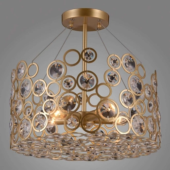 Plafon LAMPA sufitowa NARDO PNPL-33064-5-CH.G Italux metalowa OPRAWA okrągła z kryształami glamour złota szampańska