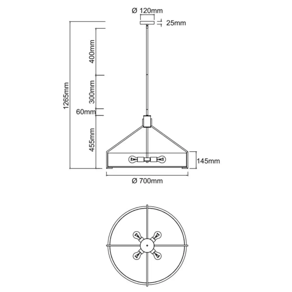 Żyrandol nad stół do jadalni Doretto Satin Nikiel 70 OR85655 nikiel