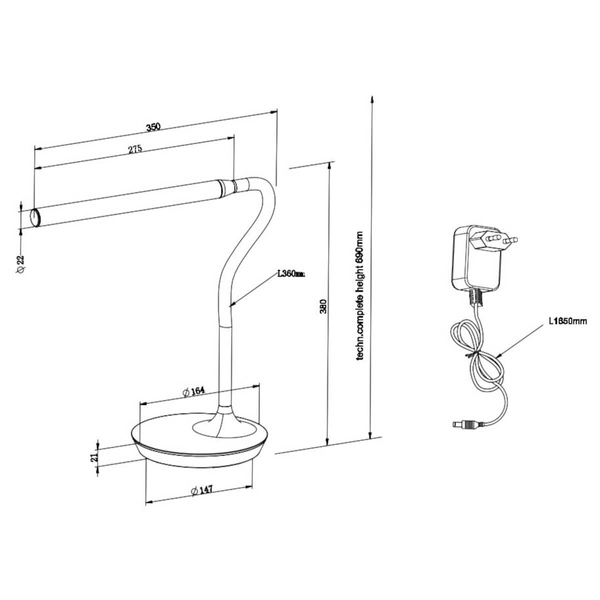 Biurkowa lampka Toro R57641101 LED 5W 3000-5000K biała