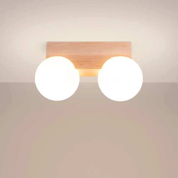 Podwójna lampa sufitowa BULBO SL.1683 drewniana biała 2xG9