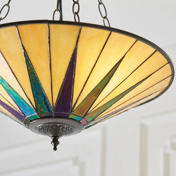 Lampa wisząca na łańcuchu Dark star 70754 szklana witrażowa kolorowa