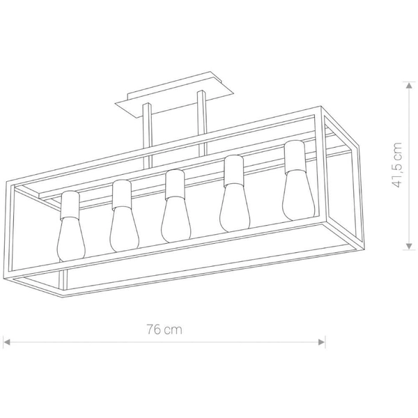 Industrialna LAMPA sufitowa CRATE 9047 Nowodvorski 5-punktowa OPRAWA prostokątny plafon klatka retro czarna