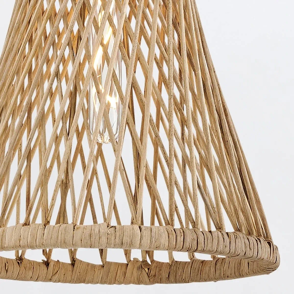 Rattanowa wisząca lampa Twyla QN-TWYLA-1P-BNG ażurowa złota