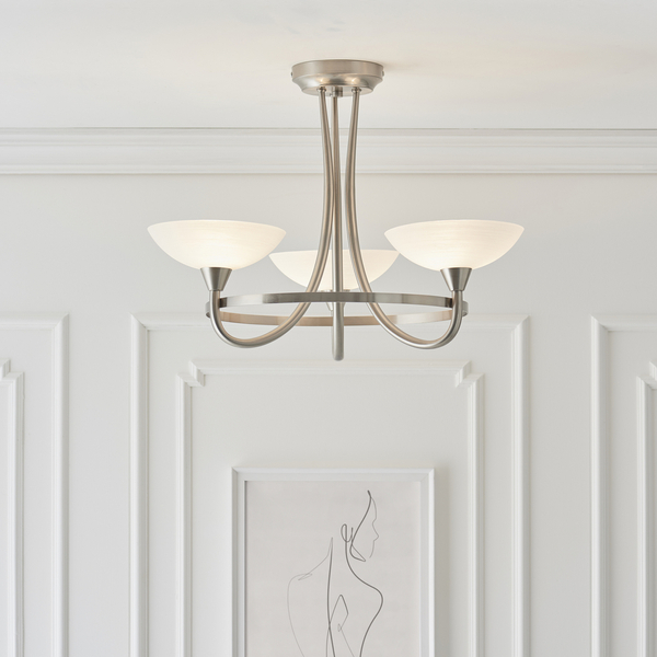 Lampa wisząca CAGNEY-3SC Endon 3-punktowa satynowy chrom biała