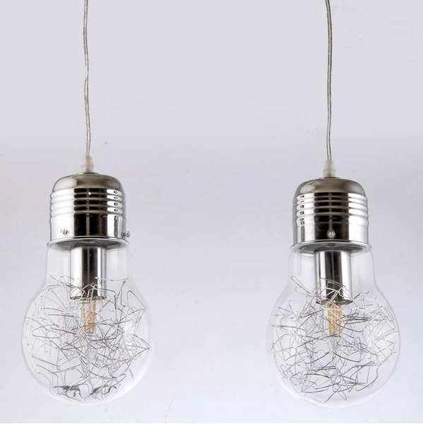 Lampa wisząca żarówkiVEN W-601/2 CR+CLEAR szklana chrom przezroczysty