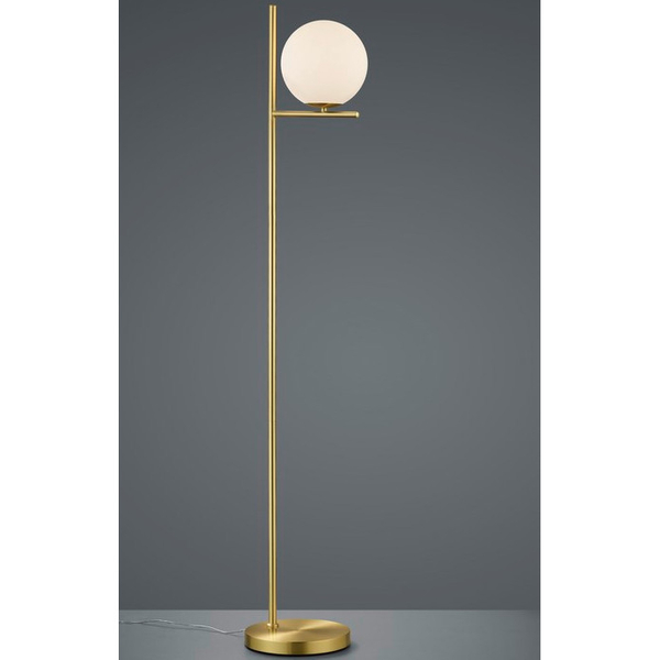 Modernistyczna LAMPA podłogowa NYXIS DL108402000 Trio metalowa OPRAWA stojąca szklana kula mosiądz biała