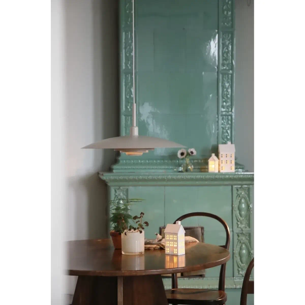 Zwisająca lampa dyski Piny 108877 do jadalni metalowy beżowy