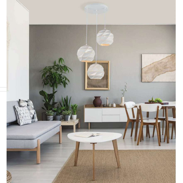 Geometryczna LAMPA wisząca PALERMO PND-2424-3S-WH Italux metalowa OPRAWA kaskada zwis kule balls białe