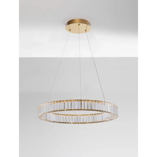 Wisząca lampa kryształowa Bauta okrągła LED 40W 3500K złota