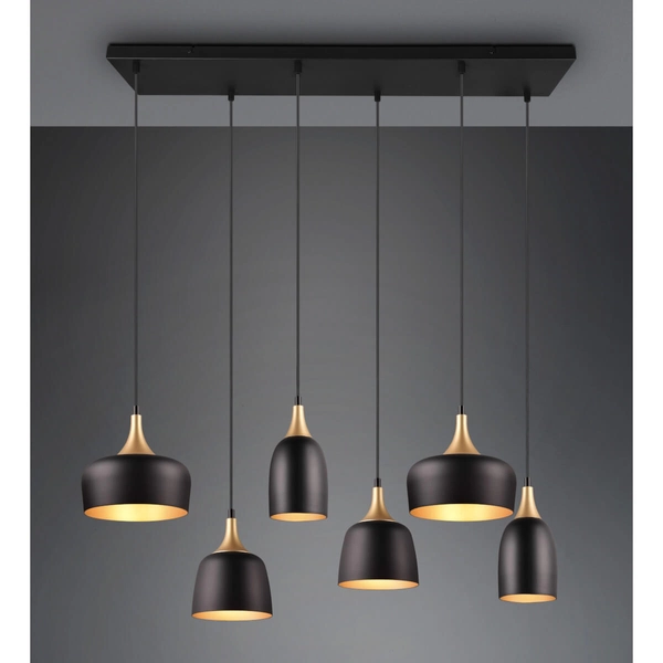 Wisząca salonowa lampa CHIRAZ 310500632 Trio metalowa czarny złoty