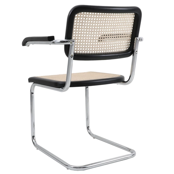 Kuchenne krzesło z podłokietnikami VIENNA MH-015CH-BN Step rattan czarne beżowe